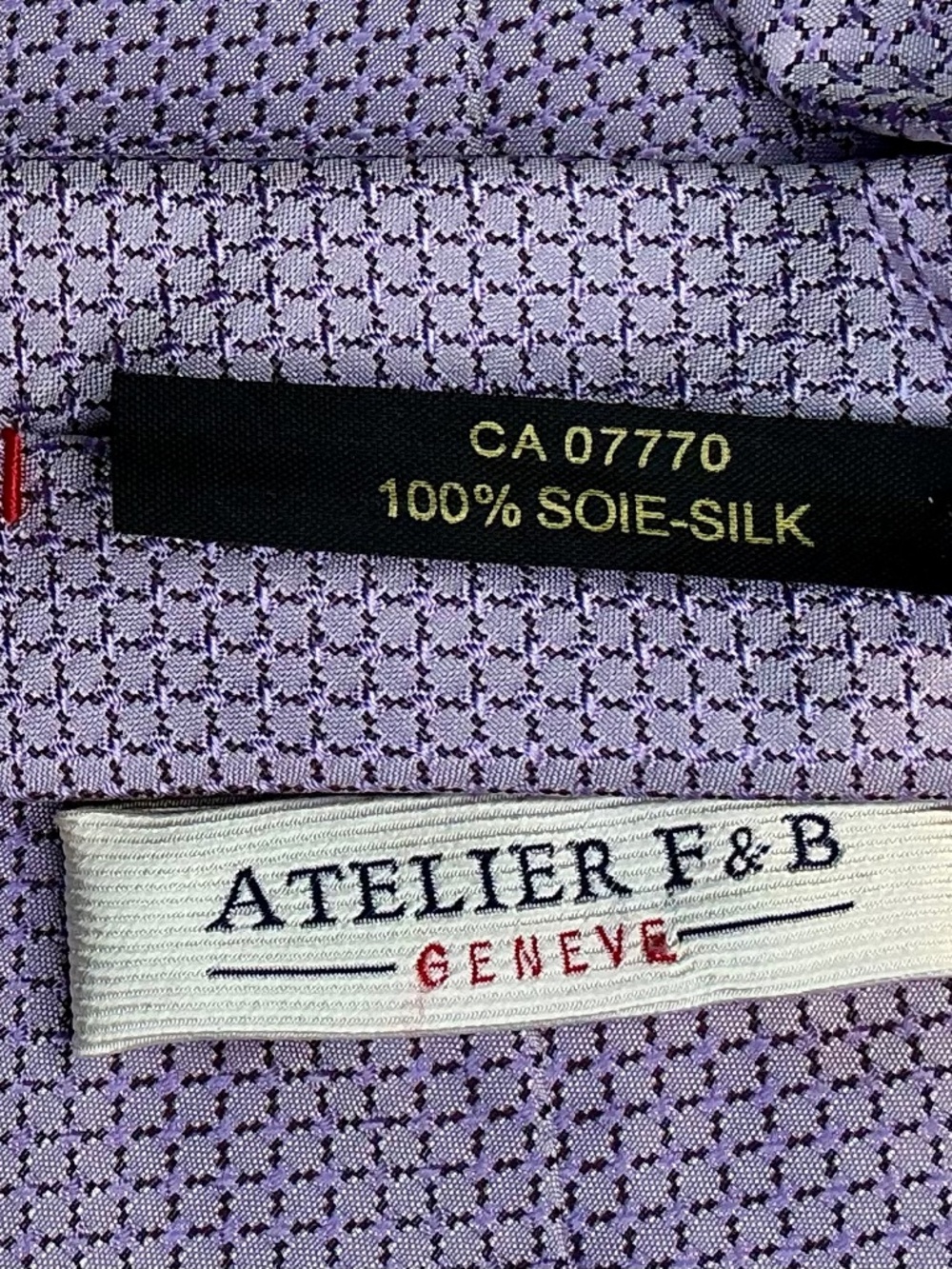 Atelier F&B Geneve lilac colour textured silk Tie. Made in France 🇫🇷